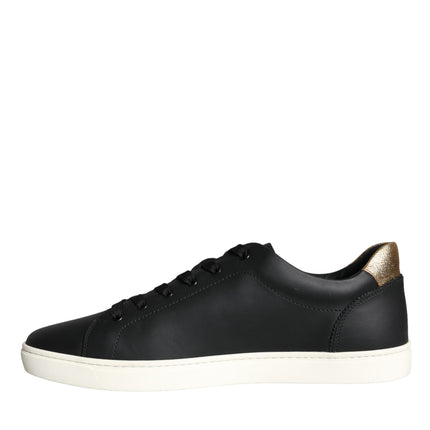 Black Leather Portofino Low Top Sneakers Shoes