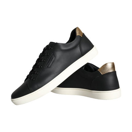 Black Leather Portofino Low Top Sneakers Shoes