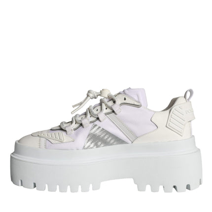 White Silver Chunky Platform Sneakers Shoes