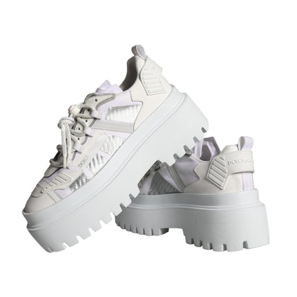 White Silver Chunky Platform Sneakers Shoes