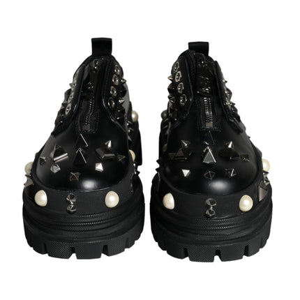 Black Trekking Studded Derby Sneakers Shoes