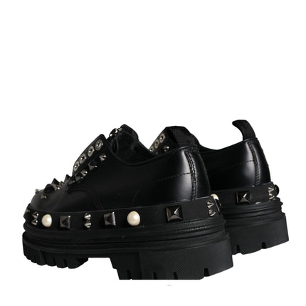 Black Trekking Studded Derby Sneakers Shoes