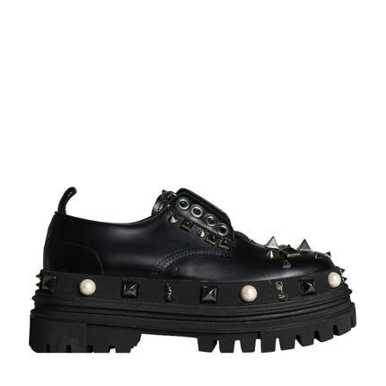 Black Trekking Studded Derby Sneakers Shoes