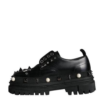 Black Trekking Studded Derby Sneakers Shoes