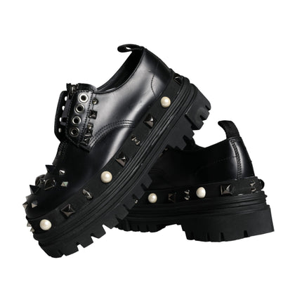 Black Trekking Studded Derby Sneakers Shoes