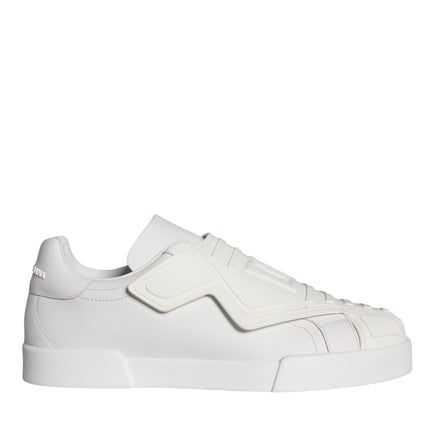 White Leather Slip On Low Top Sneakers Shoes