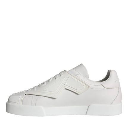 White Leather Slip On Low Top Sneakers Shoes