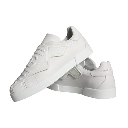 White Leather Slip On Low Top Sneakers Shoes