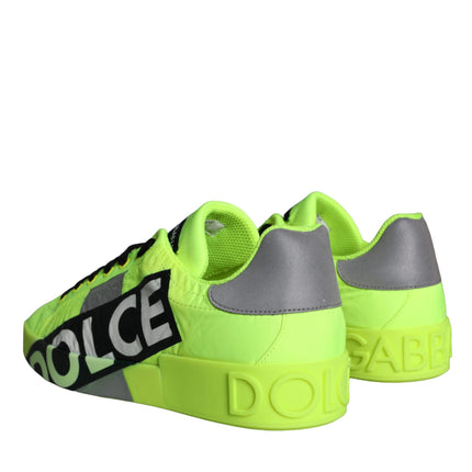 Neon Green Logo Tape Low Top Sneakers Shoes