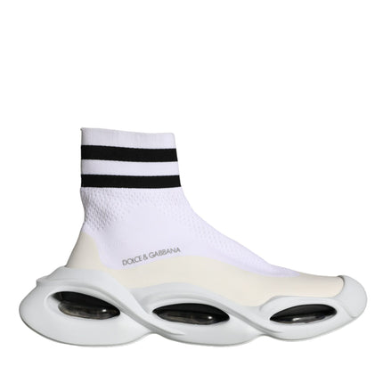 White Black Slip On Wave Socks Sneakers Shoes