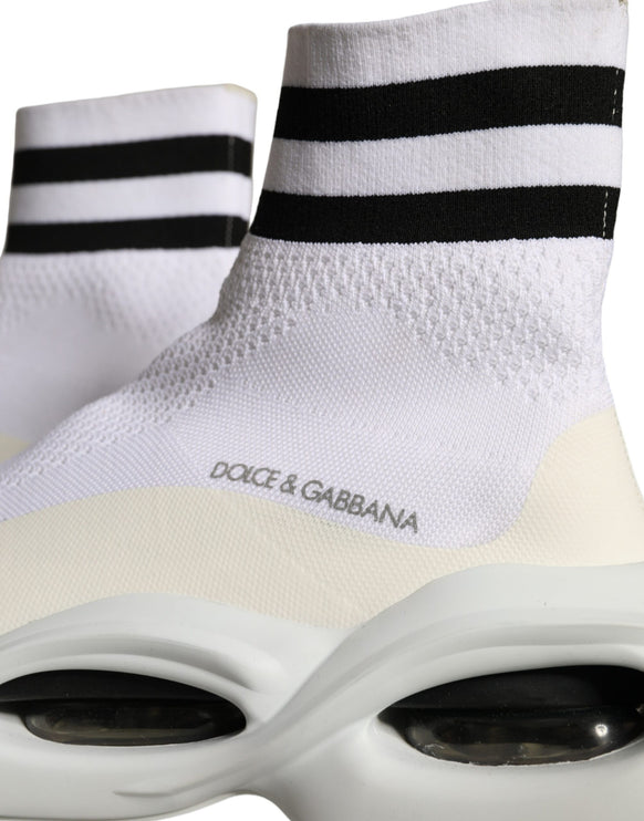 White Black Slip On Wave Socks Sneakers Shoes