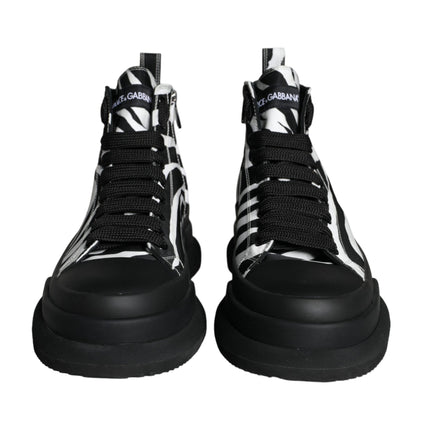 Black White Zebra High Top Men Sneaker Shoes