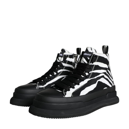 Black White Zebra High Top Men Sneaker Shoes