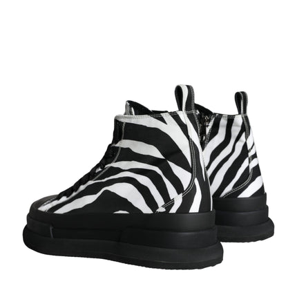 Black White Zebra High Top Men Sneaker Shoes