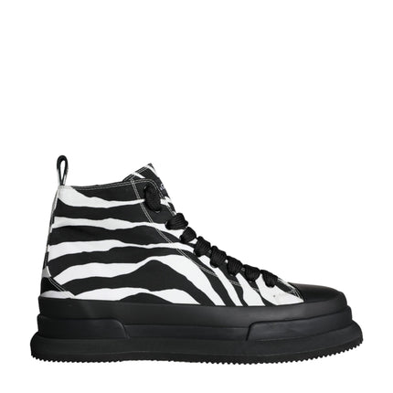 Black White Zebra High Top Men Sneaker Shoes