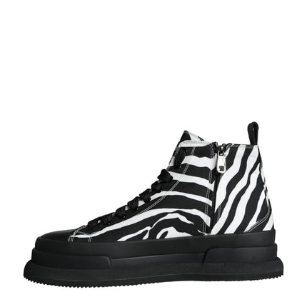 Black White Zebra High Top Men Sneaker Shoes