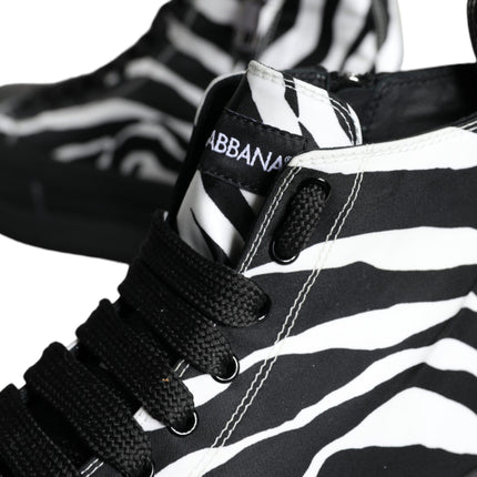 Black White Zebra High Top Men Sneaker Shoes