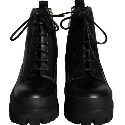 Black Lace Up Trekking Ankle Boots Men Shoes