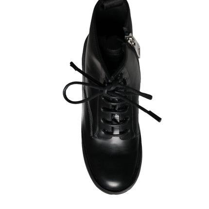 Black Lace Up Trekking Ankle Boots Men Shoes