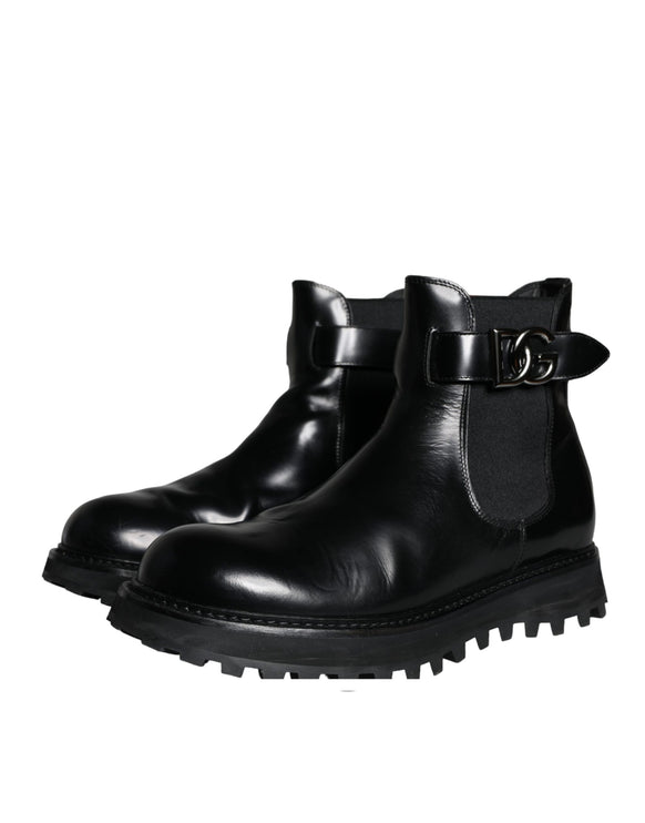 Black Belted DG Logo Men Chelsea Boots Shoes