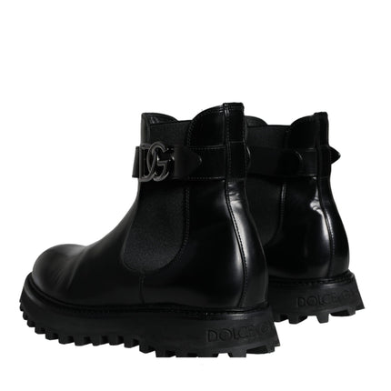 Black Belted DG Logo Men Chelsea Boots Shoes