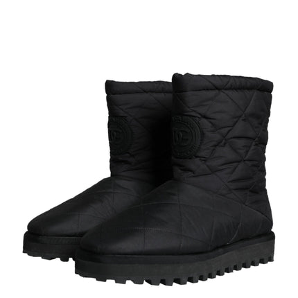 Black Nylon Padded Mid Calf Men Boots Shoes