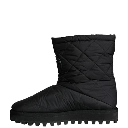 Black Nylon Padded Mid Calf Men Boots Shoes