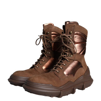 Brown Suede Leather Military Combat Men Boots Shoes