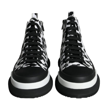 Black White Leopard High Top Sneaker Shoes