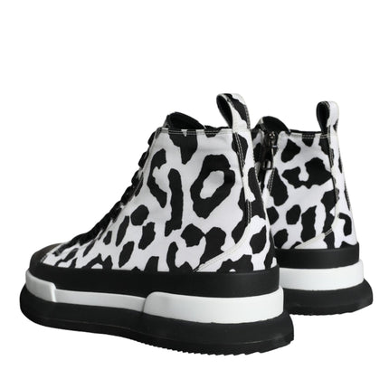 Black White Leopard High Top Sneaker Shoes