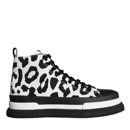 Black White Leopard High Top Sneaker Shoes