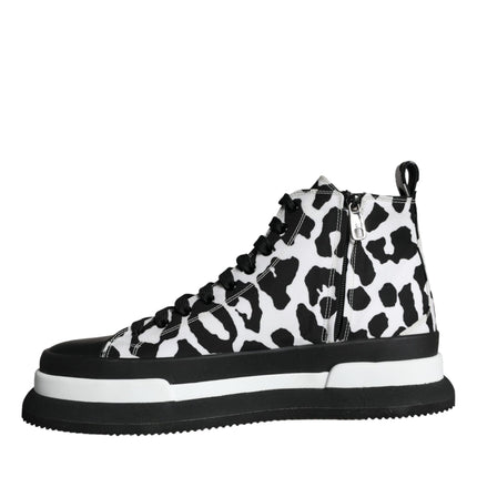 Black White Leopard High Top Sneaker Shoes