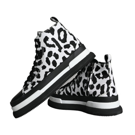 Black White Leopard High Top Sneaker Shoes