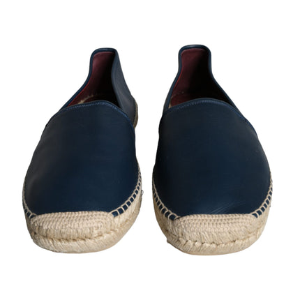 Blue Leather Leather Espadrille Flats Shoes