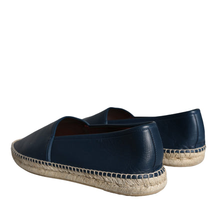 Blue Leather Leather Espadrille Flats Shoes