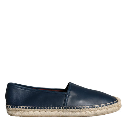 Blue Leather Leather Espadrille Flats Shoes