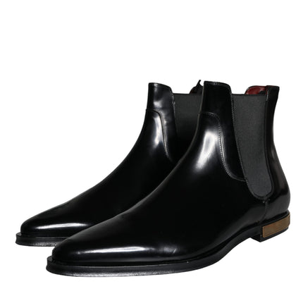 Black Leather Chelsea Ankle Boots Shoes