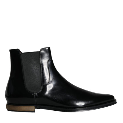 Black Leather Chelsea Ankle Boots Shoes