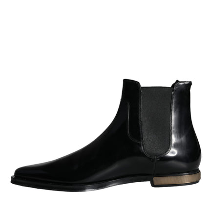 Black Leather Chelsea Ankle Boots Shoes