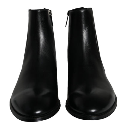 Black Calf Leather Men Ankle Boots Shoes