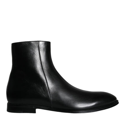 Black Calf Leather Men Ankle Boots Shoes