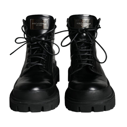 Black Lace Up Trekking Ankle Boots Men Shoes