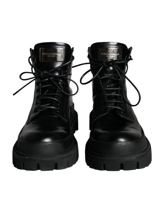 Black Lace Up Trekking Ankle Boots Men Shoes