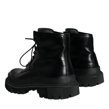 Black Lace Up Trekking Ankle Boots Men Shoes