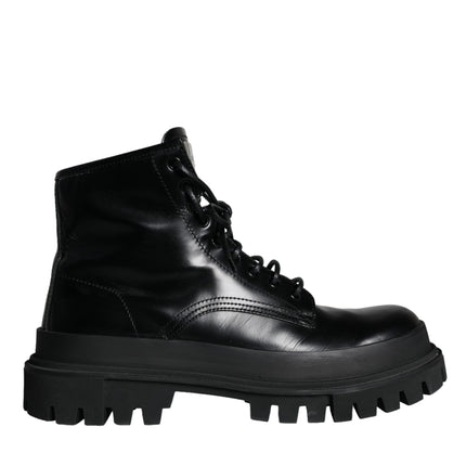 Black Lace Up Trekking Ankle Boots Men Shoes