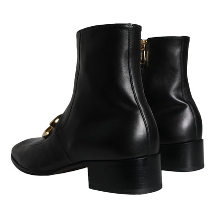 Black Lambskin Leather Men Ankle Boots Shoes