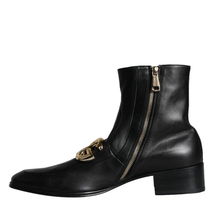 Black Lambskin Leather Men Ankle Boots Shoes