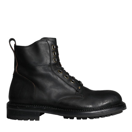 Black Lace Up Mid Calf Boots Men Shoes