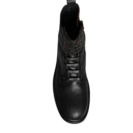 Black Lace Up Mid Calf Boots Men Shoes