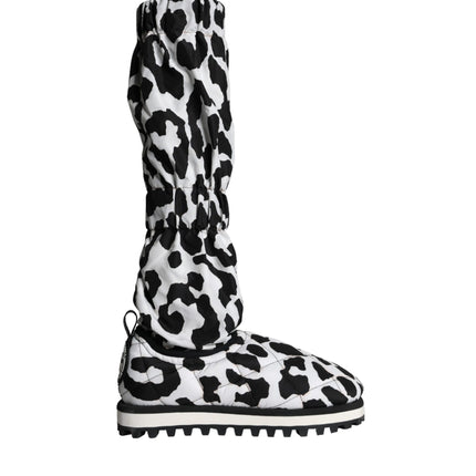 Black White Leopard Quilted Men Boots Sneakers Shoes